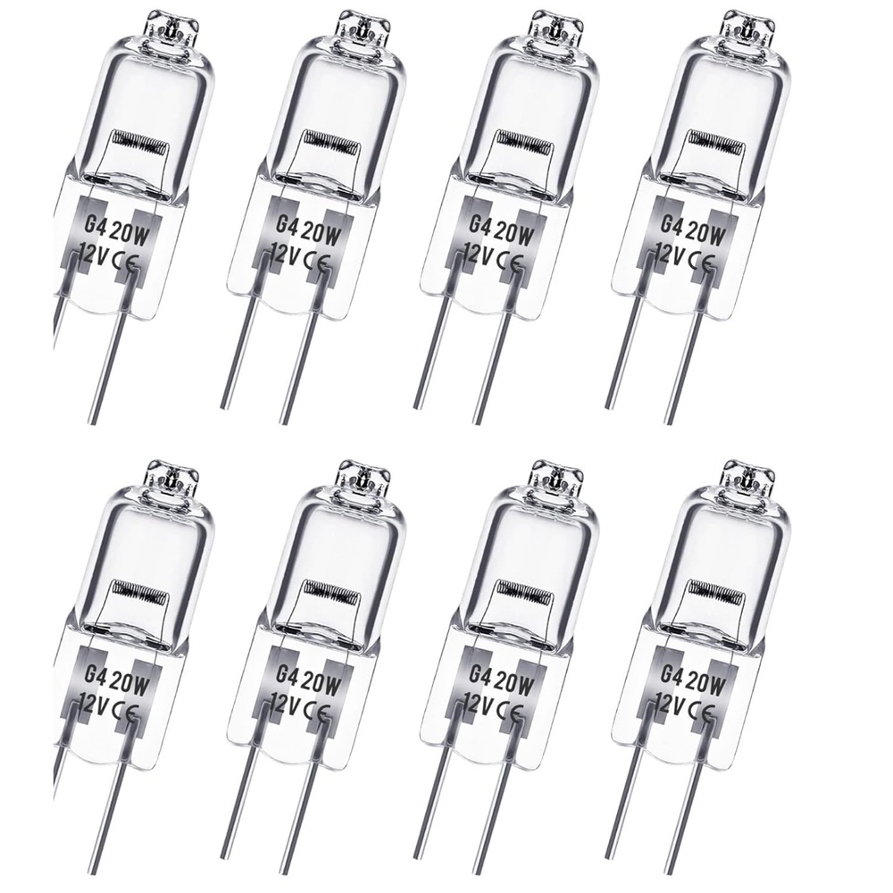 Flaspar G4 Halogen Light Bulbs 12V 20W Dimmable 2 Pin G4 Base 8 Pack Clear